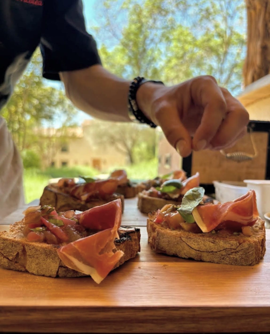 Sharing dishes at La Guinguette