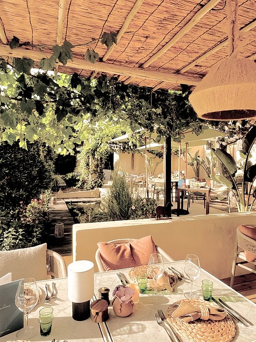 Dining terrace at Toile Blanche, Le Restaurant and La Guinguette