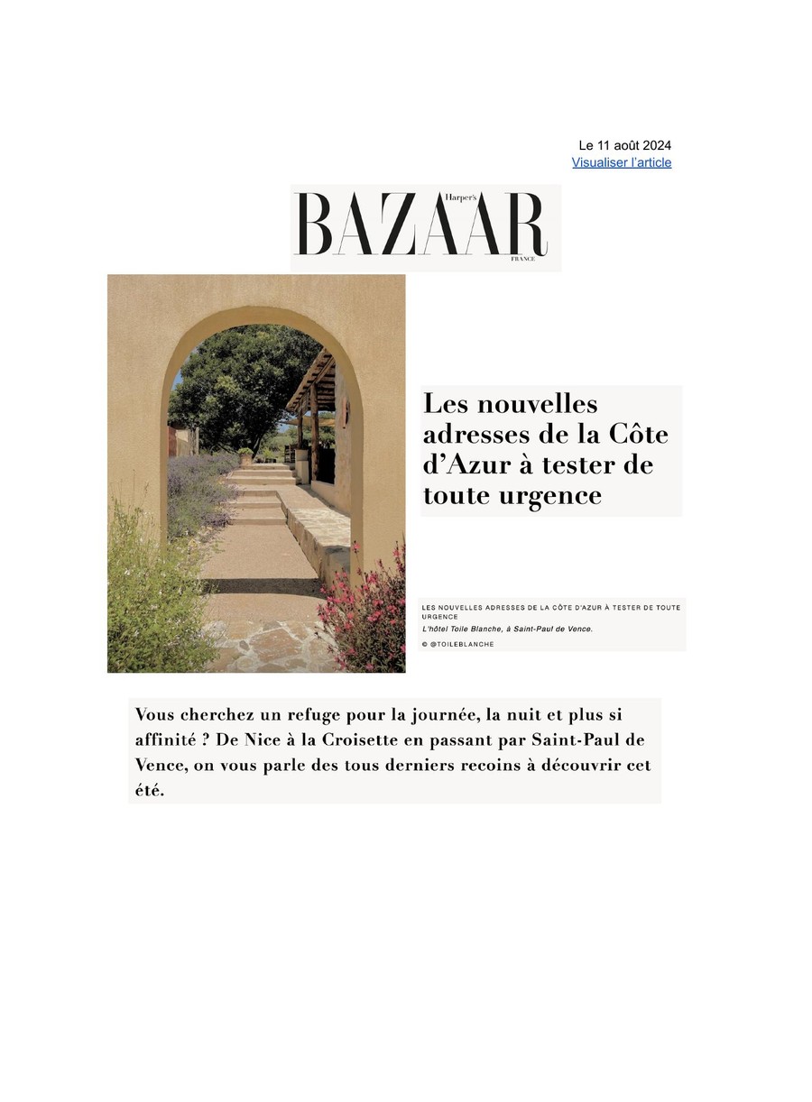 Harpers Bazaar, Toile Blanche press coverage