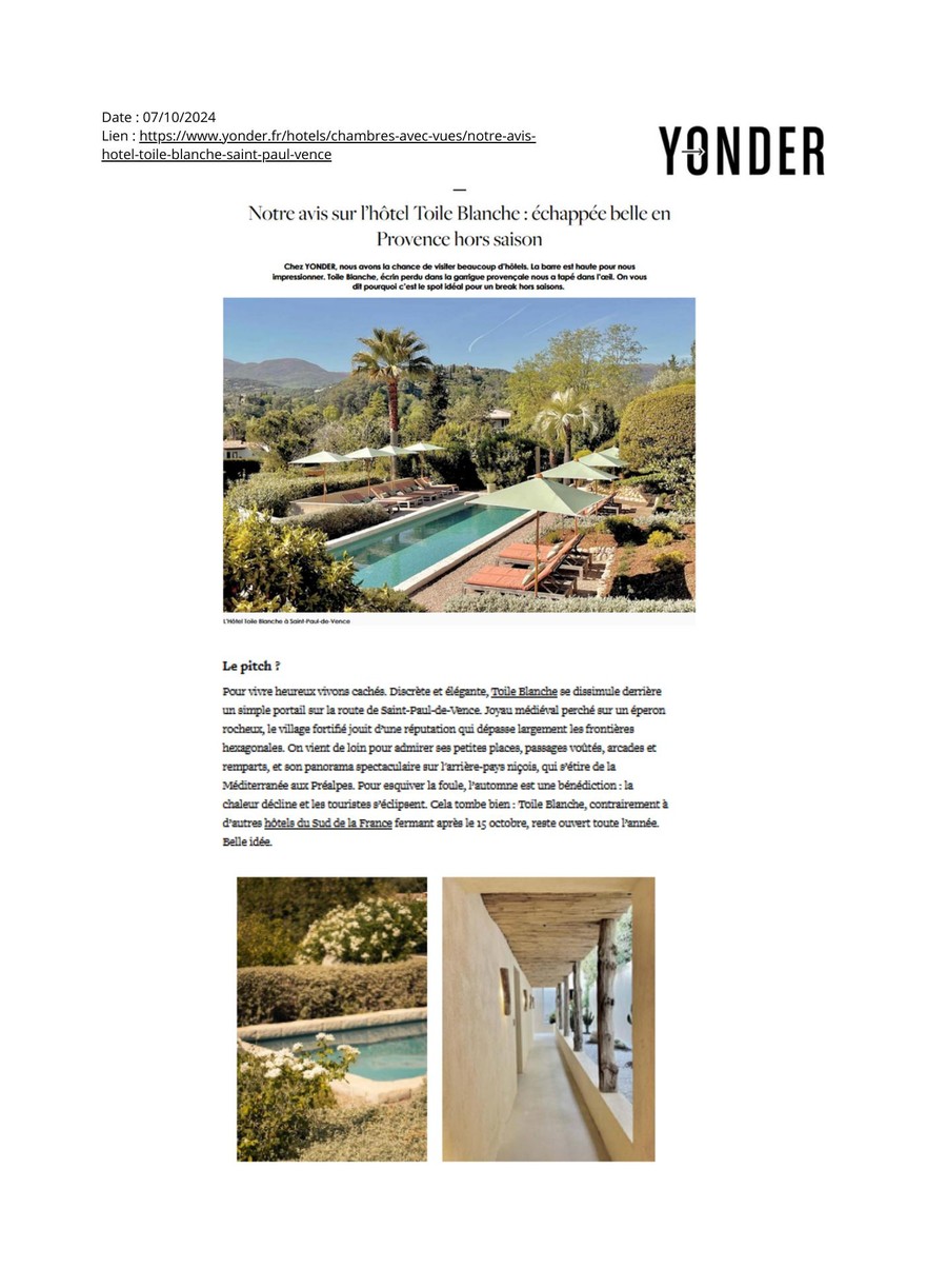 Yonder, Toile Blanche press coverage