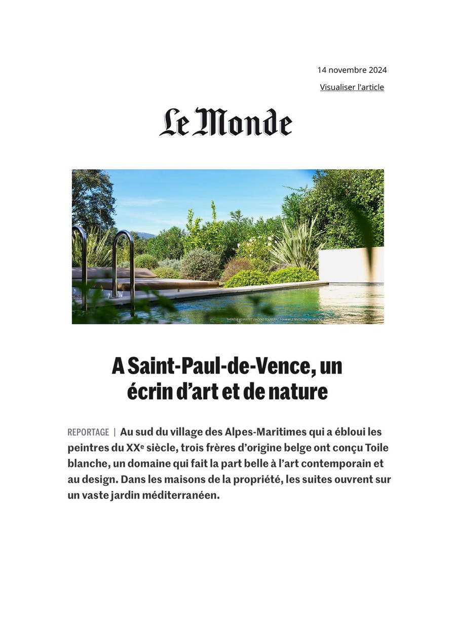 Le Monde, Toile Blanche press coverage