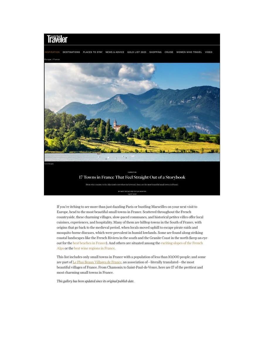 Condé Nast Traveler, Toile Blanche press coverage