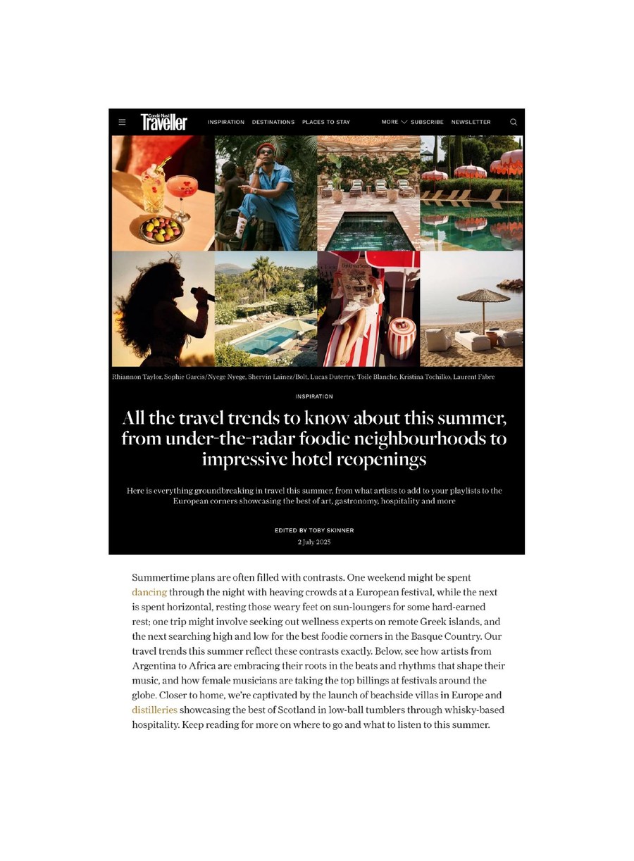 Condé Nast Traveller, Toile Blanche press coverage