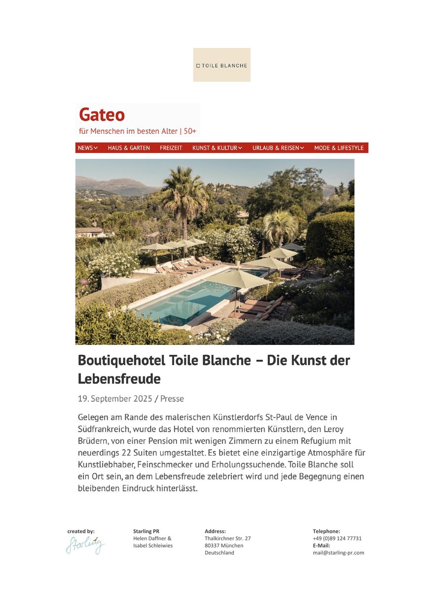 Gateo, Toile Blanche press coverage