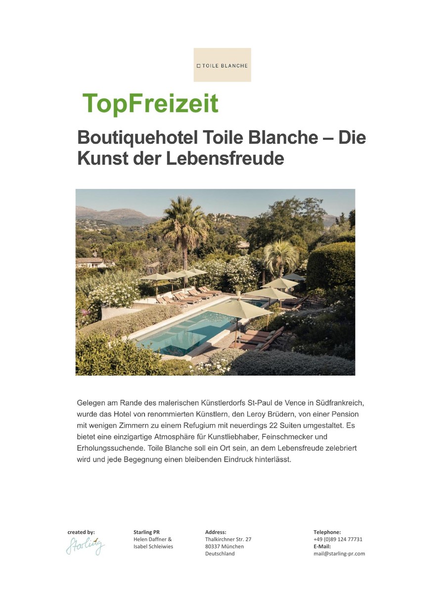 Top Freizeit, Toile Blanche press coverage